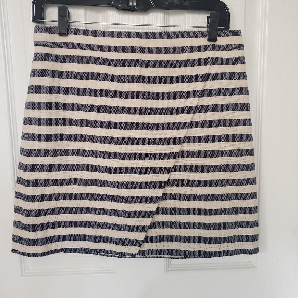J. Crew Striped Blue and White Women's Faux Wrap  Skirt